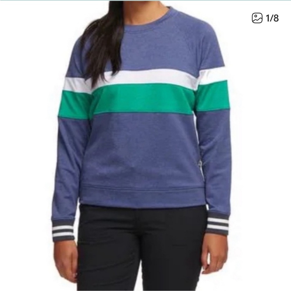 Cotopaxi Bandera Pullover Crew Blue Green Colorblock Small Outdoor